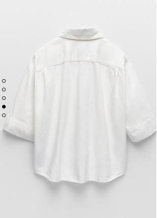 Красивейшая белая укороченная блуза  / рубашка zara из плотного 100% коттона4 фото