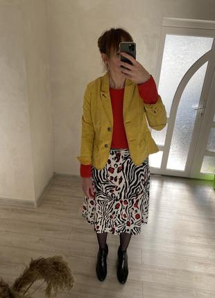 Винтажный вельветовый пиджак-жакет 👌пиджак лимонного цвета1 фото