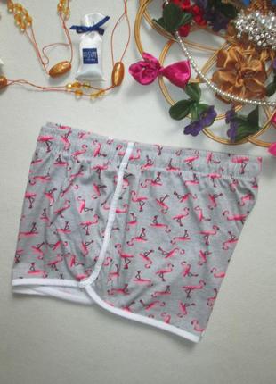 Суперовые трикотажные короткие шорты серый меланж принт фламинго primark3 фото
