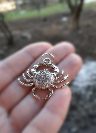 🦀  підвіска срібло краб цирконій