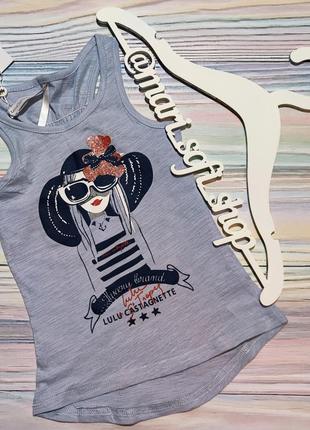 Голубая майка с принтом lulu castagnette р. 4 года