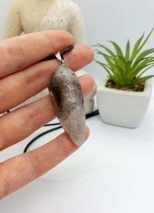 💎🐻 кулон на шнурке натуральный камень раухтопаз, дымчатый кварц6 фото