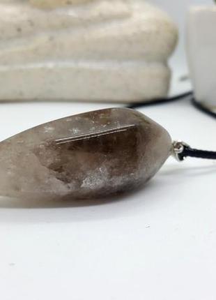 💎🐻 кулон на шнурке натуральный камень раухтопаз, дымчатый кварц5 фото