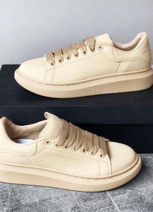 Alexander mcqueen🆕шикарные женские кроссовки🆕бежевые кожаные маквин🆕жіночі кросівки🆕 весну8 фото