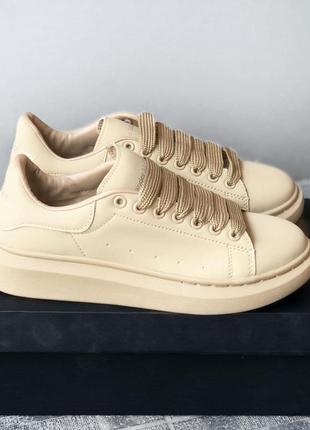 Alexander mcqueen🆕шикарные женские кроссовки🆕бежевые кожаные маквин🆕жіночі кросівки🆕 весну6 фото