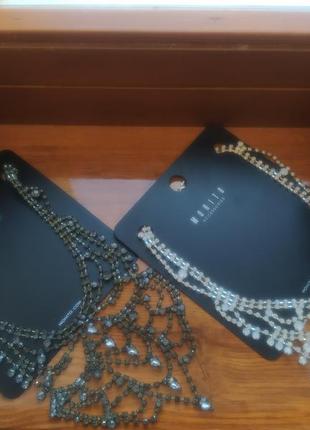 Намисто, кольє з стразами (святкове, вечірнє) (ошатне кольє, намиста з стразами)6 фото