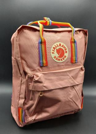 Сумка - рюкзак fjallraven kanken classic, с радужными ручками, радужные, канкен