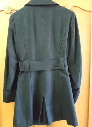 Стильное черное шерстяное пальто тренч под пояс 50-52 р.2 фото