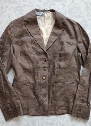 Льон жакет жіночий піджак лляний 100% льон колір капучино елегантний легкий піджак