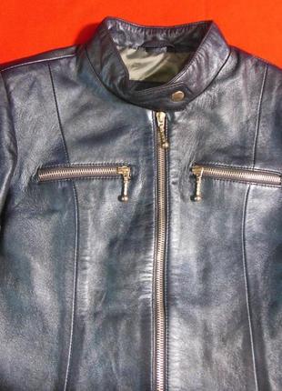 Натуральна синя шкіряна куртка helium