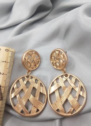 Длинные круглые модные серьги бижутерия рогожка