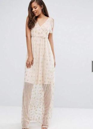 Нежное вечернее платье макси с воланами платья на выпускной asos premium true decadance