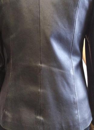 Кожаная куртка пиджак с мехом чернобурки6 фото