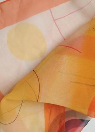 Оранжевый платок квадратный платочек хустка косынка шифоновая прозрачная лёгкая газовый шарф шаль1 фото
