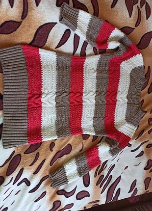 Кофта с вязкой теплая 48-50