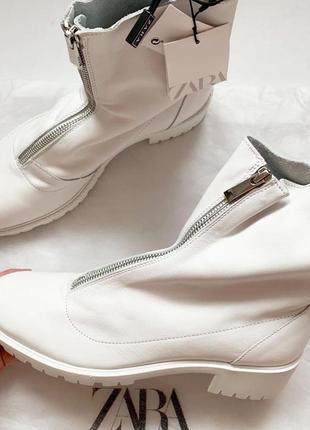 Белые кожаные ботинки zara3 фото