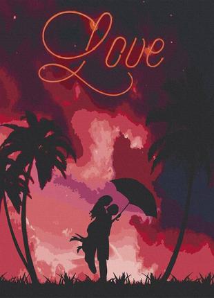 Картина за номерами пари під парасолькою арт 38*50