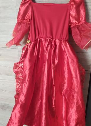 Детское красное нарядное платье золушка, бель, бэль, рапунцель, принцесса, фея на 5-6 лет4 фото