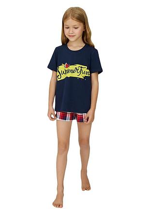 Домашний хлопковый комплект на девочку синего цвета ellen gpk 2070/03/02