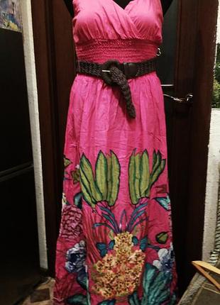 Сарафан яскравий х/б в підлогу з поясом 44-46р