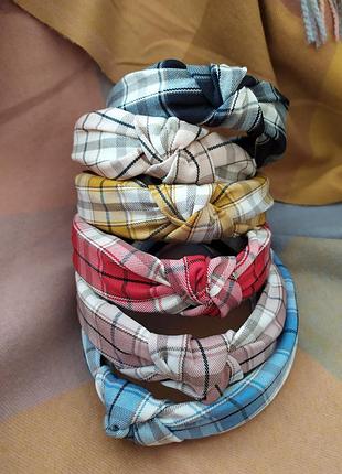 Модный обруч чалма в клетку