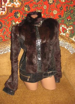 Меховая куртка, натуральные кожа и мех, кожаная куртка с мехом, куртка шубка1 фото