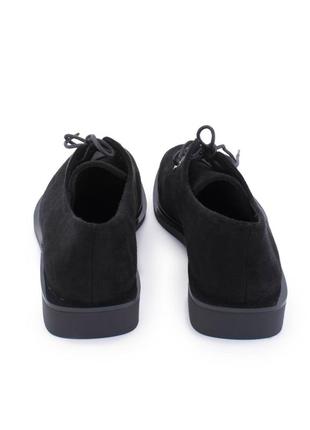Стильные черные замшевые туфли закрытые на шнурках низкий ход5 фото