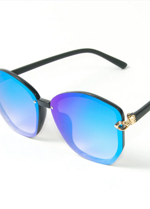 Окуляри жіночі сонцезахисні дзеркальні окуляри блакитні6 фото