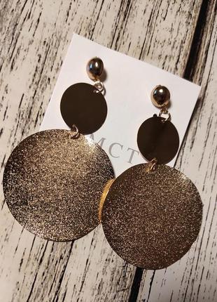Сережки золоті сережки біжутерія металеві круглі геометричні блискучі прикраси