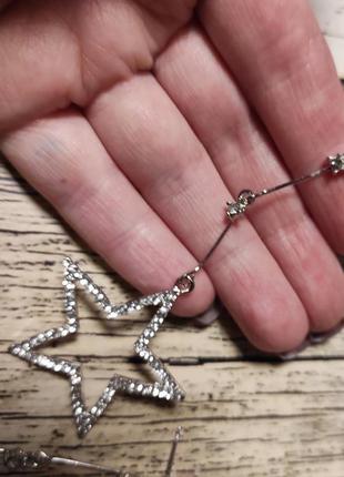 Сережки сережки біжутерія зірки камені блискучі прикраси срібло висячі6 фото