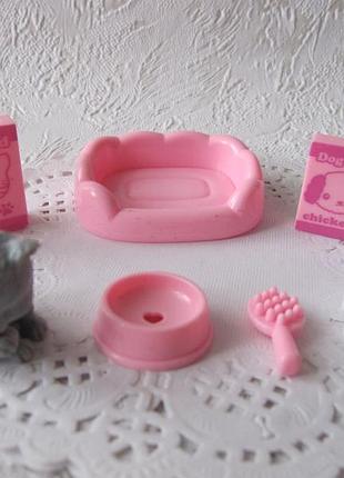 Вихованці з аксесуарами. кішечка, собачка аксесуари для ляльок барбі, лол лялькова мініатюра. їжа напої посуд меблі декор в ляльковий будиночок v.j.v.