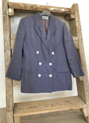 Шикарный двубортный пиджак жакет из льна и шелка9 фото