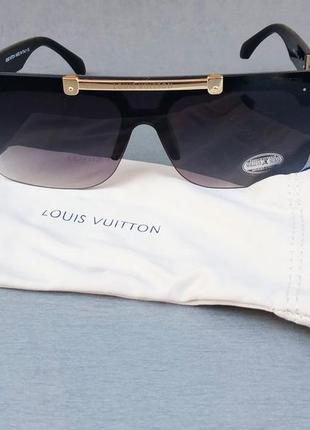 Louis vuitton окуляри маска жіночі сонцезахисні великі чорні з золотом2 фото