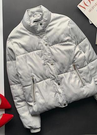 🧥отличная серая куртка/стёганная женская куртка цвета серебра/перламутровая куртка🧥