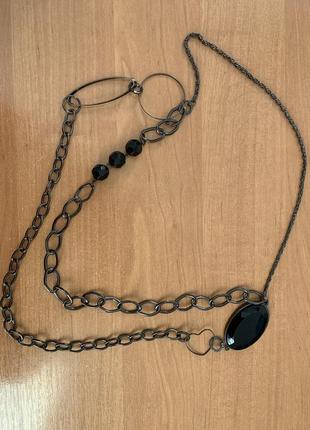 Колье в тёмных тонах, бусы в темных тонах