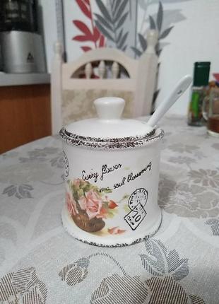 Сахарница винтажная с ложкой