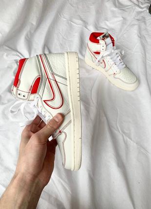 Женские стильные весенние кроссовки nike air jordan 1 retro high ‘university red’3 фото