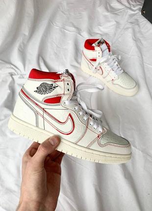 Женские стильные весенние кроссовки nike air jordan 1 retro high ‘university red’1 фото