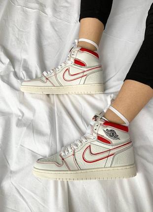 Женские стильные весенние кроссовки nike air jordan 1 retro high ‘university red’9 фото