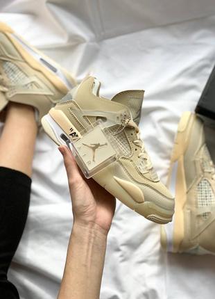 Жіночі стильні весняні кросівки off-white x nike air jordan 4 sp 'sail'