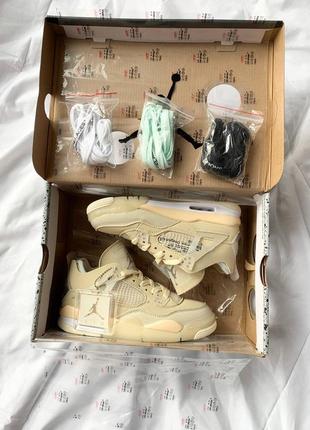 Женские стильные весенние кроссовки off-white x nike air jordan 4 sp 'sail'7 фото