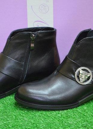 Ботинки женские d and v 2130 черные (весна-осень кожа натуральная)