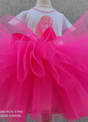 Платье барби наряд для девочки малиновая юбка фатиновая4 фото