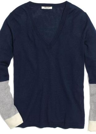 Мягусенький теплый пуловер свитер джемпер madewell шерсть мериноса 100% merino wool navy2 фото