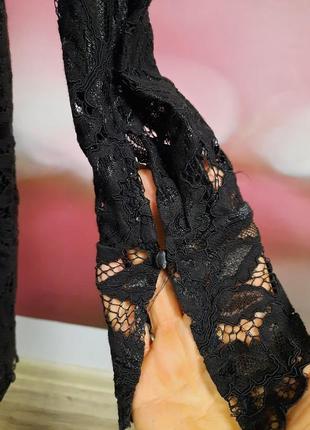 Гіпюрове чорне  плаття на довгий рукав4 фото