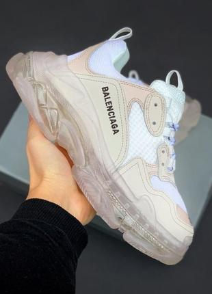 Красовки triple s clear sole white beige1 фото