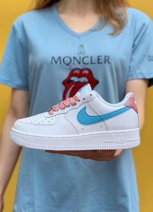 Кросівки nike air force 1 pink\blue кеди найк кросівки жіночі