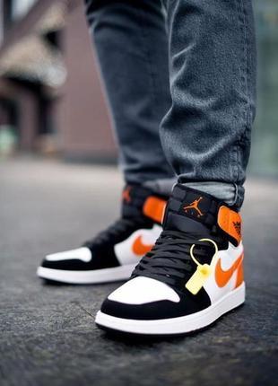 Чоловічі кросівки nike air jordan 1 retro black/white/orange6 фото