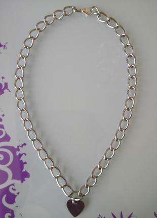 Цепь крупная колье чокер ожерелье металлическая цепочка с кулоном сердце2 фото