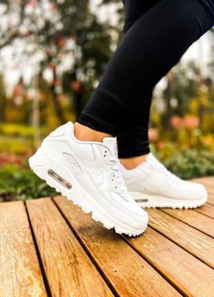 Кросівки nike air max 90 leather "all white"1 фото